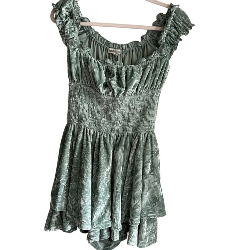 Urban Outfitters burnout Velvet Romper Mini Dress Fairy Milkmaid Irish Festival